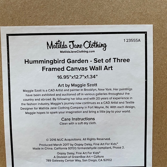 New Matilda Jane Hummingbird Garden framed canvas - Picture 4 of 5